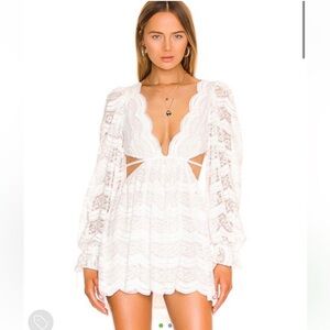 Mimi Long Sleeve White Lace Mini Dress